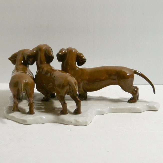Rosenthal Three Dachshund Dogs Porcelain Figurine Back