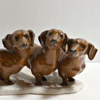 Rosenthal Three Dachshund Dogs Porcelain Figurine