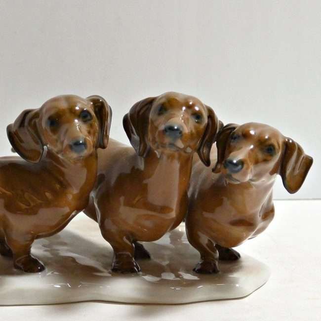 Rosenthal Three Dachshund Dogs Porcelain Figurine