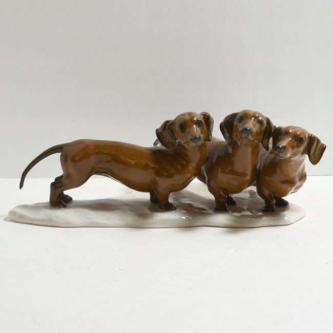 Rosenthal Three Dachshund Dogs Porcelain Figurine Front