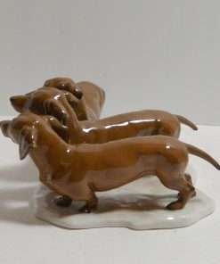 Rosenthal Three Dachshund Dogs Porcelain Figurine Side 1