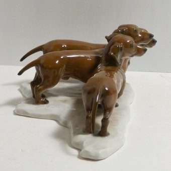 Rosenthal Three Dachshund Dogs Porcelain Figurine Side 2