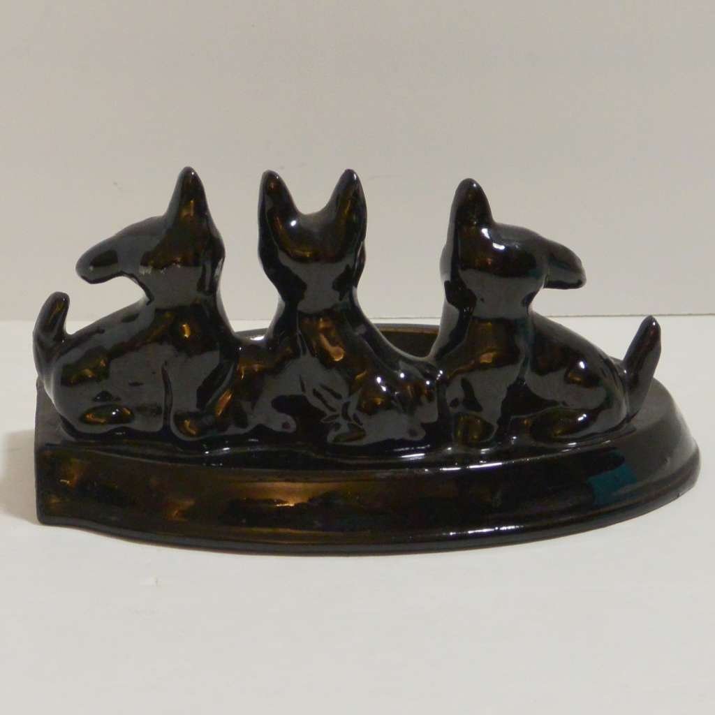 Ceramic Ashtray with Three Scottish Terrier Dogs c.1980 #2 - A Dogs Tale Collectibles