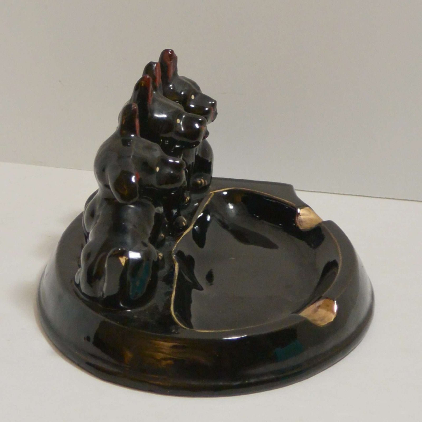 Ceramic Ashtray with Three Scottish Terrier Dogs c.1980 #3 - A Dogs Tale Collectibles