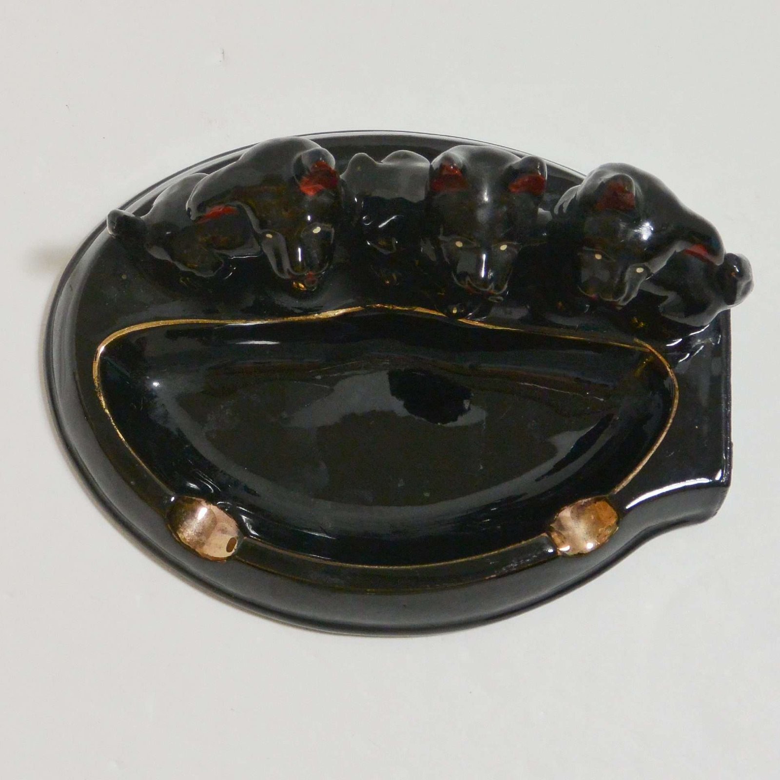 Ceramic Ashtray with Three Scottish Terrier Dogs c.1980 #4 - A Dogs Tale Collectibles