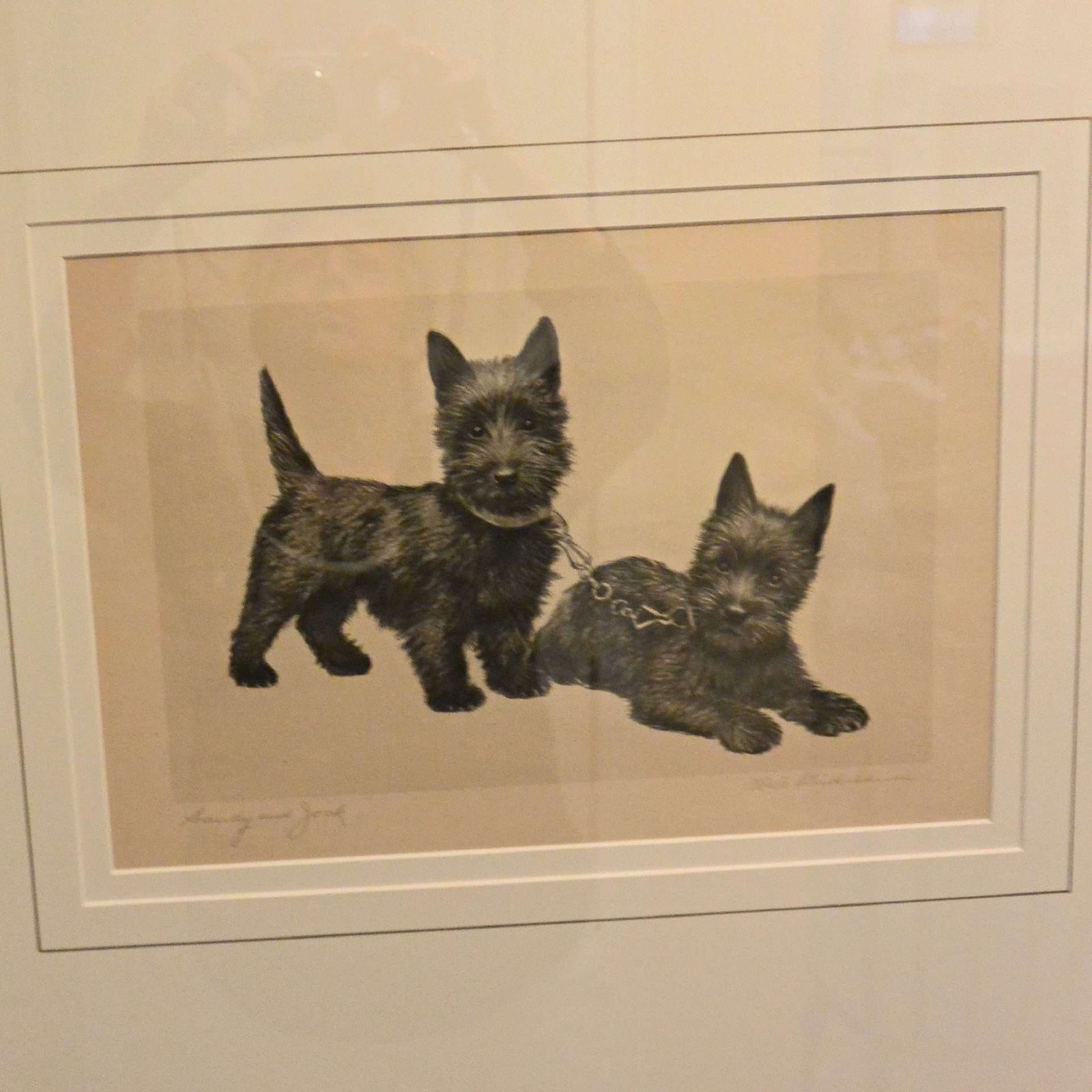 Original Vintage Etching Scottish Terriers M. Plukebaum (1876-1945) ART-2204