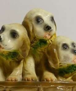 Vintage Chalkware Puppies Bank Close