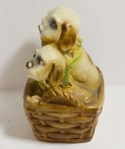 Vintage Chalkware Puppies Bank side