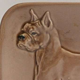 Vintage Kay Finch Boxer Dog Dish Close