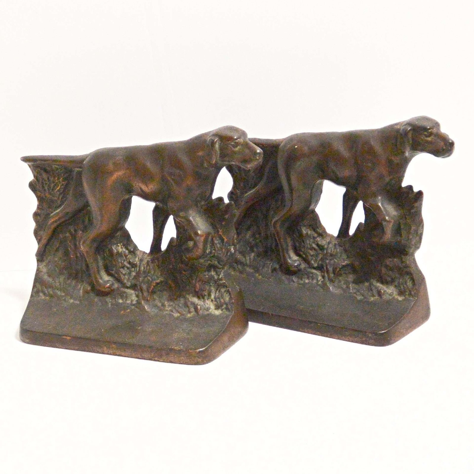 Vintage Bronze Pointer Hunting Dog Bookends BRZ-2242