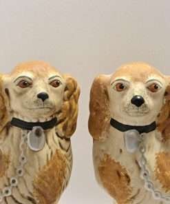 Primitive Pottery Staffordshire Dogs close