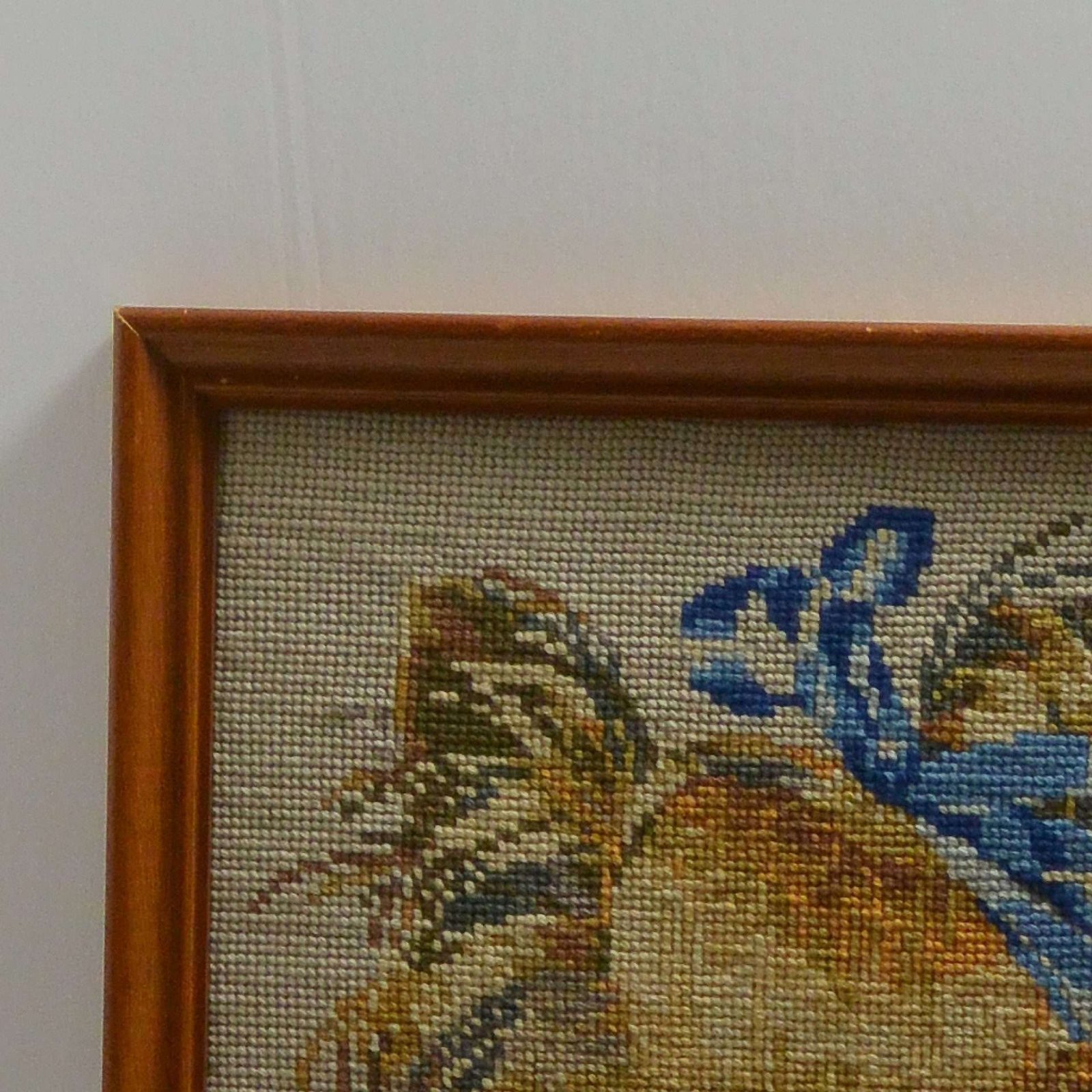 Vintage Needlepoint Yorkshire Terrier Dog Framed - Image 3