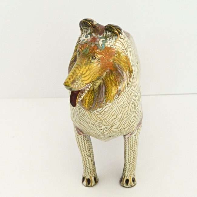 Vintage Collie Dog Figurine Cloisonne Design 3