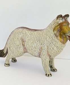Vintage Collie Dog Figurine Cloisonne Design 7