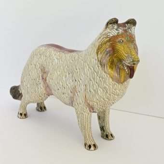 Vintage Collie Dog Figurine Cloisonne Design