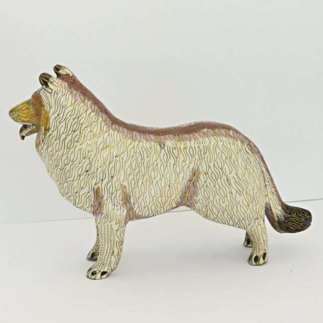 Vintage Collie Dog Figurine Cloisonne Design 2