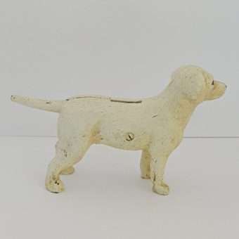 Vintage Cast Iron Yellow Labrador Retriever Still Bank