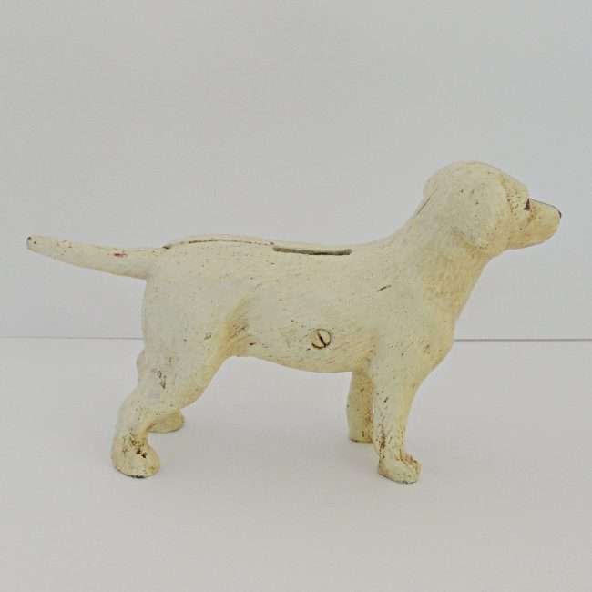 Vintage Cast Iron Yellow Labrador Retriever Still Bank