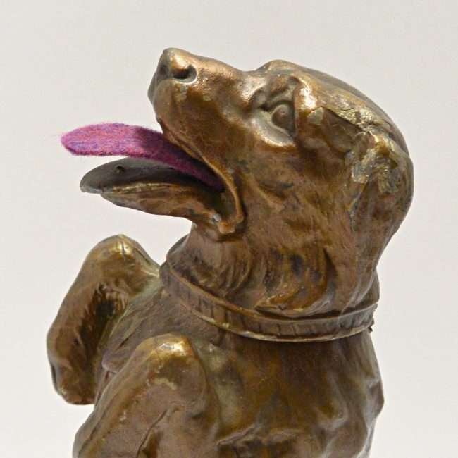 Antique Begging Dog Desktop Stamp Moistener Close