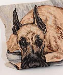 Great Dane Dog Needlepoint Pillow close