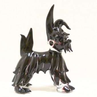 Italian Ebony Black Glass Scottish Terrier Dog