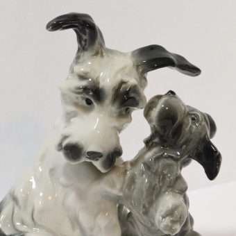 Vintage Terrier Dogs Figurine German Porcelain close