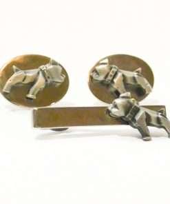 Vintage Mack Truck Bulldog Cufflink and Tie Bar Set