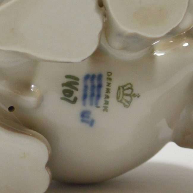 Royal Copenhagen Porcelain Dachshund Figurine Puppy Chasing Tail Mark