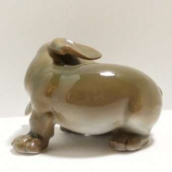 Royal Copenhagen Porcelain Dachshund Figurine Puppy Chasing Tail side 2