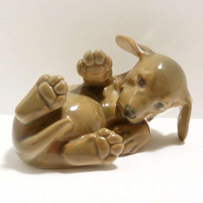 Royal Copenhagen Porcelain Dachshund Puppy Dog Rolling Over