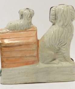 Antique Staffordshire Spaniel Dog and Puppy back