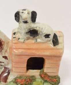 Antique Staffordshire Spaniel Dog and Puppy close 2