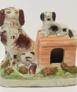 Antique Staffordshire Spaniel Dog and Puppy