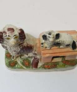 Antique Staffordshire Spaniel Dog and Puppy top