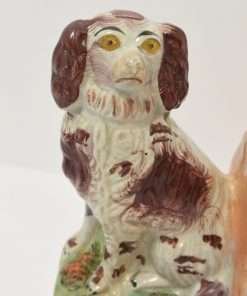 Antique Staffordshire Spaniel Dog and Puppy close 1