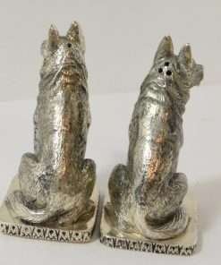 Silver Plate German Shepherd Salt and Pepper back