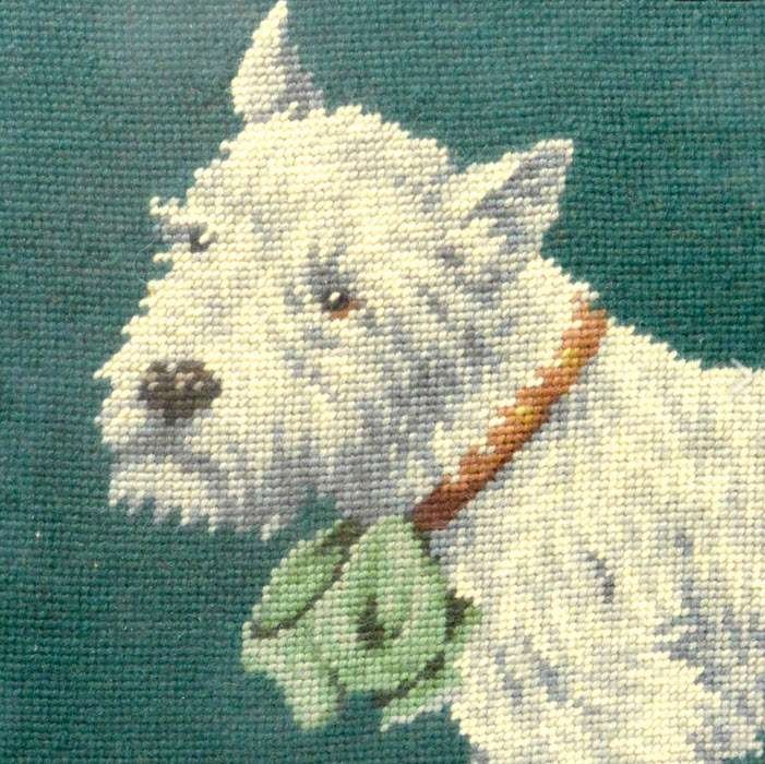 Antique and Vintage Dog Needlepoint and Folkart