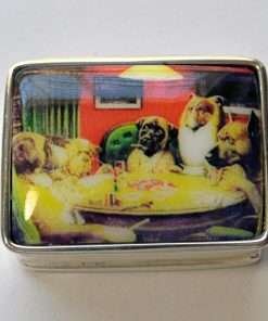 Antique Sterling Silver Dogs Playing Poker