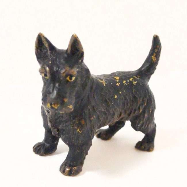 Cold-Painted Bronze Scottish Terrier Dog close