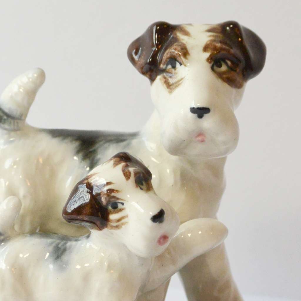 Vintage Wire-Haired Fox Terrier and Puppy Figurine CRM-2808