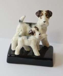 Vintage Wire-Haired Fox Terrier and Puppy Figurine