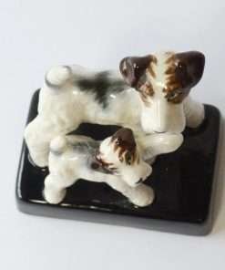 Vintage Wire-Haired Fox Terrier and Puppy Figurine 1