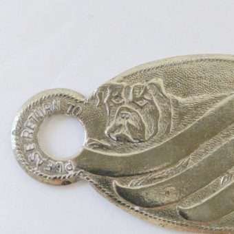 Vintage Bulldog ID Tag Close