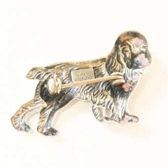 Vintage Sterling Cocker Spaniel Pin Back