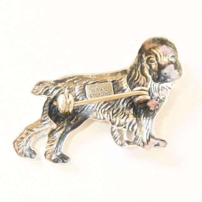 Vintage Sterling Cocker Spaniel Pin Back