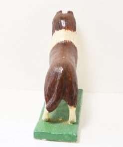 Large Vintage Folk Art Collie Figurine Back