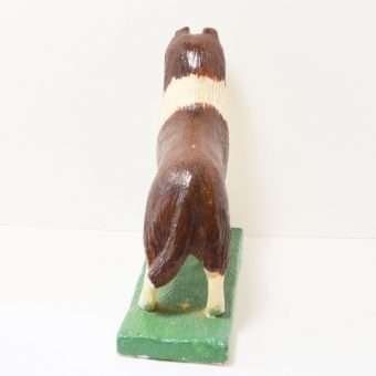 Large Vintage Folk Art Collie Figurine Back