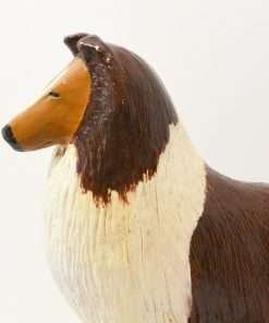 Large Vintage Folk Art Collie Figurine Close