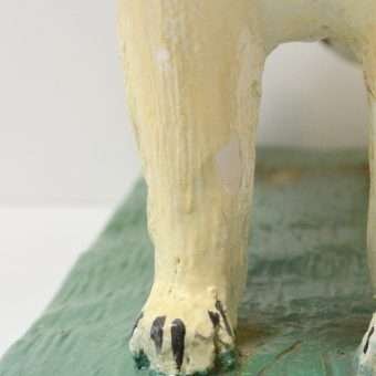 Large Vintage Folk Art Collie Figurine Chip