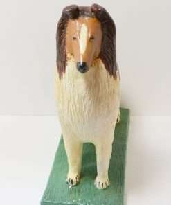 Large Vintage Folk Art Collie Figurine Front